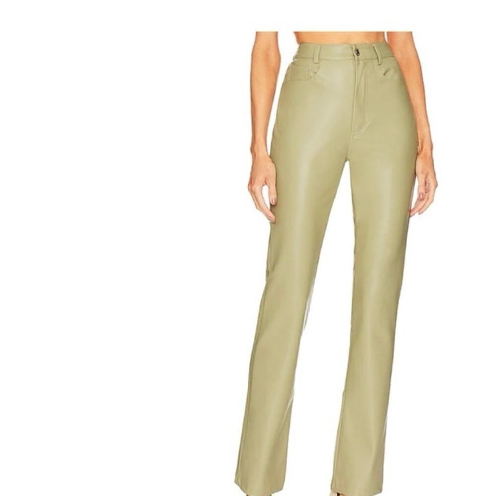 WeWoreWhat NWOT Vegan Leather Kick Flare 5 Pocket Style Pants in Oat Size 30